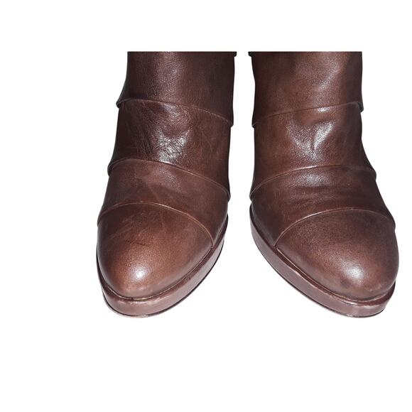 Just Cavalli Sz 39 Brown Tiered Genuine Leather Boots / Booties - Picture 6 of 9